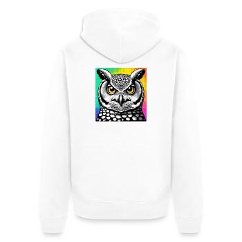 Eule - Unisex Premium Bio Zip Hoodie - Weiß - Hinten - Thijin (182cm)