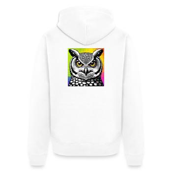 Eule - Unisex Premium Bio Zip Hoodie - Weiß - Hinten - Thijin (182cm)