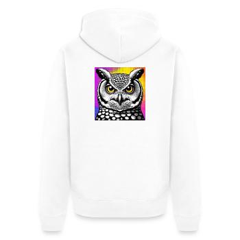 owl - Unisex Premium Organic Zip Hoodie - white - Back - Thijin (182cm)