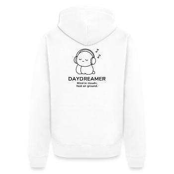 Day Dreamer – Mind in Clouds | Cozy Music Mood - Unisex Premium Bio Zip Hoodie - Weiß - Hinten - Thijin (182cm)