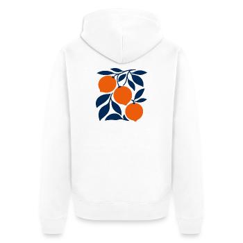 Orangen - Unisex Premium Bio Zip Hoodie - Weiß - Hinten - Thijin (182cm)