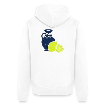 Zitrusvase Kontrast-Print - Unisex Premium Bio Zip Hoodie - Weiß - Hinten - Thijin (182cm)