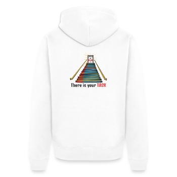 Where Your Fear Is. There Is Your Task - Unisex Premium Bio Zip Hoodie - Weiß - Hinten - Thijin (182cm)