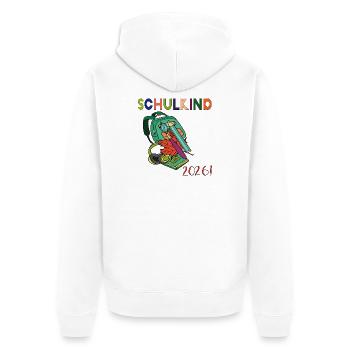 Schulkind 2026: - Unisex Premium Bio Zip Hoodie - Weiß - Hinten - Thijin (182cm)