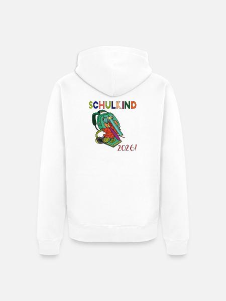Schulkind 2026: - Unisex Premium Bio Zip Hoodie - Weiß