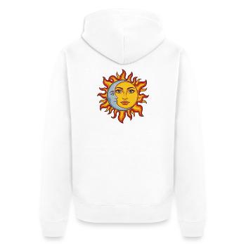 Sun and Moon Combined - Unisex Premium Organic Zip Hoodie - white - Back - Thijin (182cm)