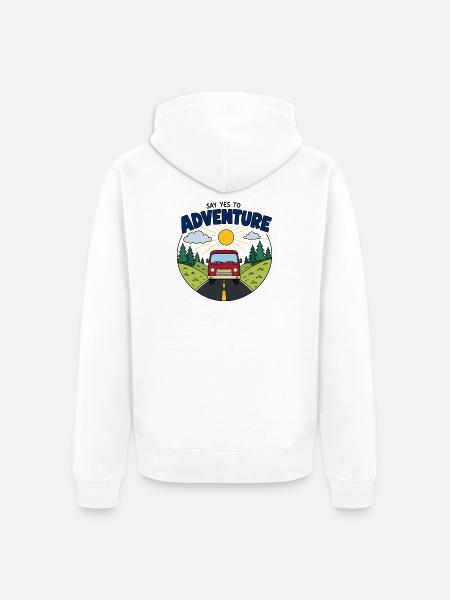 Fahrabenteuer: Sonne und Straße - Unisex Premium Bio Zip Hoodie - Weiß