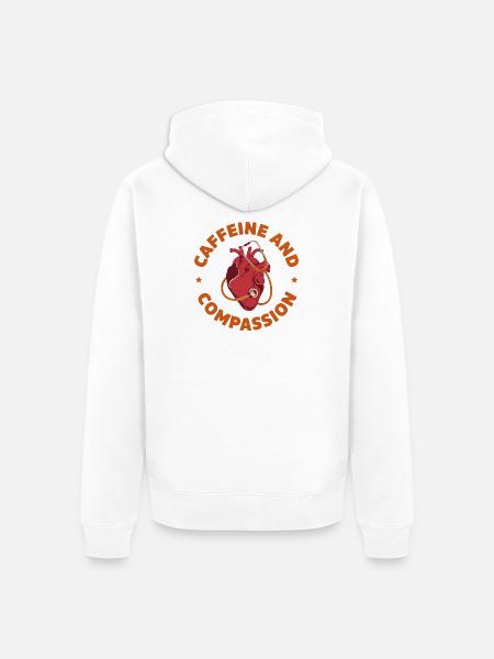 Caffeine and Compassion - Veste à capuche bio Premium Unisexe - blanc