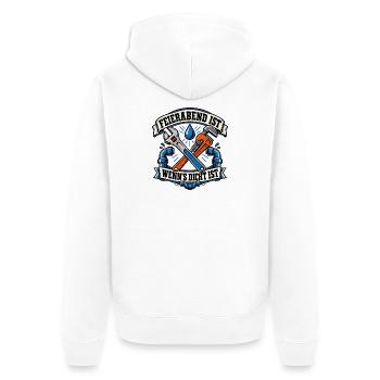 Feierabend mit Werkzeugfreude - Unisex Premium Bio Zip Hoodie - Weiß - Hinten - Thijin (182cm)