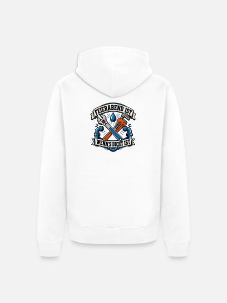 Feierabend mit Werkzeugfreude - Unisex Premium Bio Zip Hoodie - Weiß