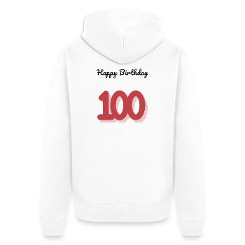 100. 100 JAHRE. 100-JÄHRIGES JUBILÄUM. GEBURTSTAG 100 - Unisex Premium Bio Zip Hoodie - Weiß - Hinten - Thijin (182cm)