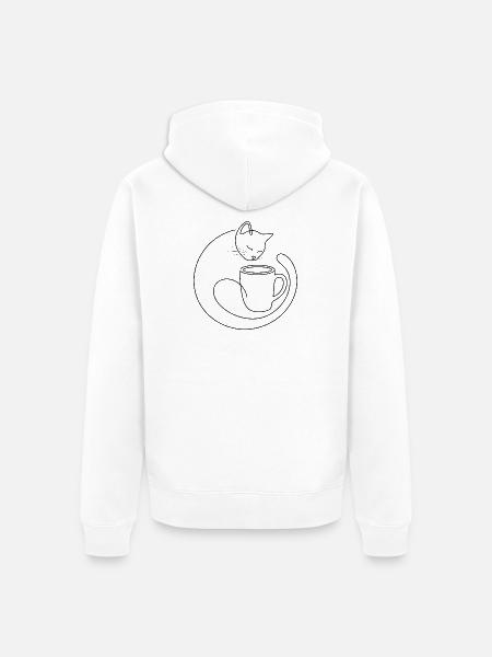 Katze schläft mit Mix - Unisex Premium Bio Zip Hoodie - Weiß