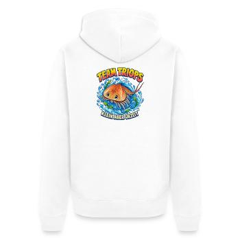 Team Triops – Klein aber Urzeit - Unisex Premium Bio Zip Hoodie - Weiß - Hinten - Thijin (182cm)