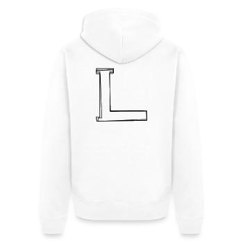 Buchstabe L handgezeichnet - Unisex Premium Bio Zip Hoodie - Weiß - Hinten - Thijin (182cm)