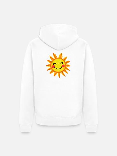 Lächelnde Sonne Crayon-Stil - Unisex Premium Bio Zip Hoodie - Weiß