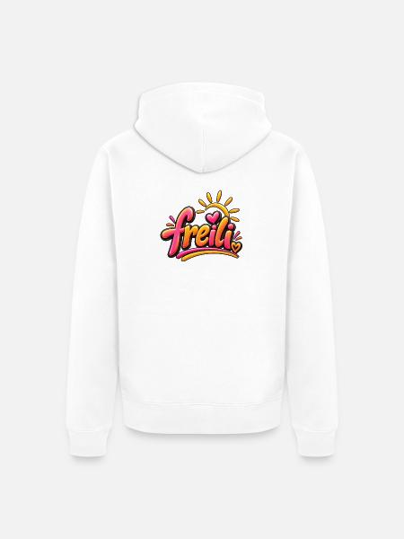 Freili Sonnenherz Neon-Design - Unisex Premium Bio Zip Hoodie - Weiß