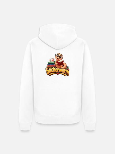 Bücherwurm im Bücheruniversum - Unisex Premium Bio Zip Hoodie - Weiß