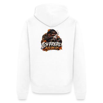 Ich Friere, also bin ich - Unisex Premium Bio Zip Hoodie - Weiß - Hinten - Thijin (182cm)
