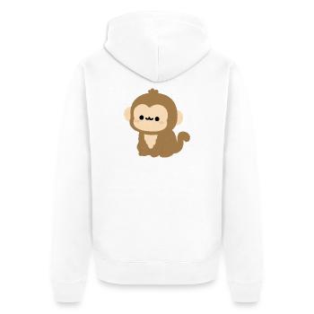 Kawaii Rhesus-Makaken-Plüsch-Illustration - Unisex Premium Bio Zip Hoodie - Weiß - Hinten - Thijin (182cm)