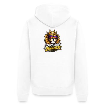 Re Leone Sogna in Grande - Unisex Premium Bio Zip Hoodie - Weiß - Hinten - Thijin (182cm)