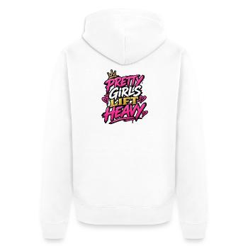 Hübsche Mädchen heben schwer – Motivation im Frauen-Fitnessstudio - Unisex Premium Bio Zip Hoodie - Weiß - Hinten - Thijin (182cm)
