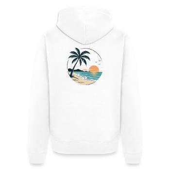 Tropical Sunset – Palme, Strand & Meer Urlaubsdesi - Unisex Premium Bio Zip Hoodie - Weiß - Hinten - Thijin (182cm)