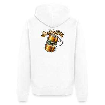 Beer Fishy Fishy Keg Design - Unisex Premium Bio Zip Hoodie - Weiß - Hinten - Thijin (182cm)
