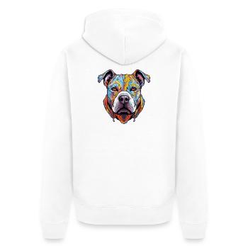 Hund Kopf Geometrisch Farbenfroh - Unisex Premium Bio Zip Hoodie - Weiß - Hinten - Thijin (182cm)