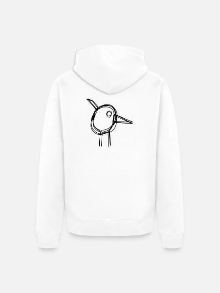 Storch handgezeichnet - Unisex Premium Bio Zip Hoodie - Weiß