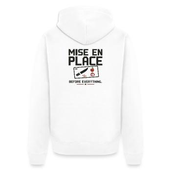 Zuerst Implementierung - Unisex Premium Bio Zip Hoodie - Weiß - Hinten - Thijin (182cm)