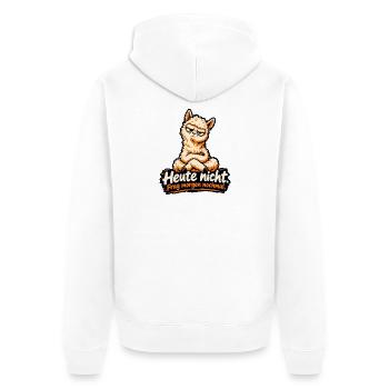 Heute nicht – Alpaka Spruch lustig Morgenmuffel - Unisex Premium Bio Zip Hoodie - Weiß - Hinten - Thijin (182cm)