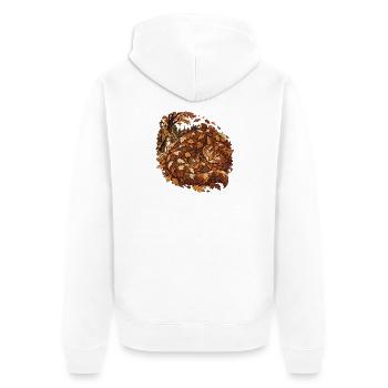 Laubkatze - Unisex Premium Bio Zip Hoodie - Weiß - Hinten - Thijin (182cm)