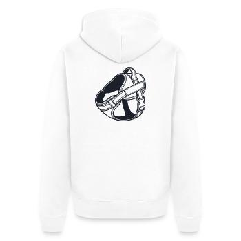 Hundegeschirr Brustgeschirr Icon - Unisex Premium Bio Zip Hoodie - Weiß - Hinten - Thijin (182cm)