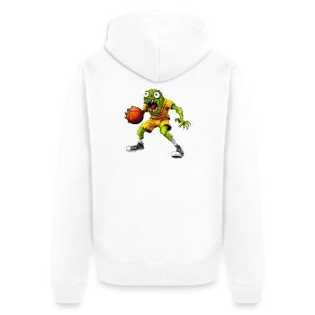 Monster Basketball / Bball Crinche - Unisex Premium Bio Zip Hoodie - Weiß - Hinten - Thijin (182cm)