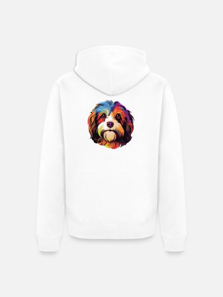 Buntes Hundeporträt Pop-Art - Unisex Premium Bio Zip Hoodie - Weiß