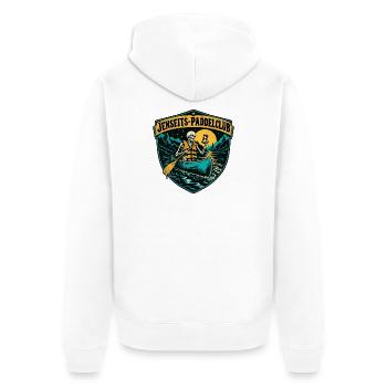 Jenseits-Paddelclub - Unisex Premium Bio Zip Hoodie - Weiß - Hinten - Thijin (182cm)