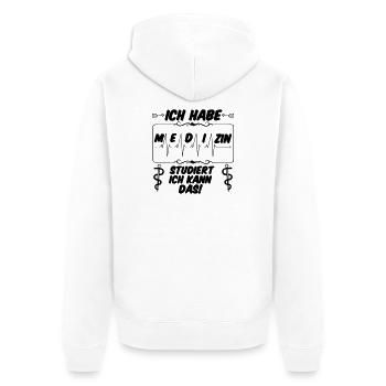 Ich habe Medizin studiert Geschenk - Unisex Premium Bio Zip Hoodie - Weiß - Hinten - Thijin (182cm)