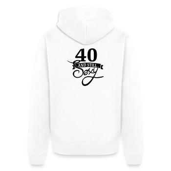 40 et toujours sexy / 40 et toujours sexy - Veste à capuche bio Premium Unisexe - blanc - Dos - Thijin (182cm)