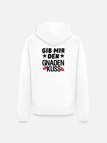 Geschenk Liebe Paar lustig Spruch Kuss - Unisex Premium Bio Zip Hoodie - Weiß