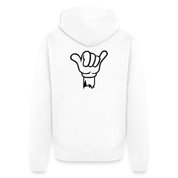 geste hand shaka - Unisex Premium Bio Zip Hoodie - Weiß - Hinten - Thijin (182cm)
