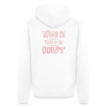Lustiger Spruch Holz - Unisex Premium Bio Zip Hoodie - Weiß - Hinten - Thijin (182cm)