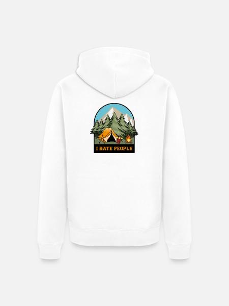 I Hate People - Unisex Premium Organic Zip Hoodie - white