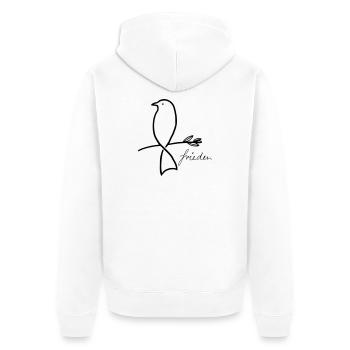 Frieden - Unisex Premium Bio Zip Hoodie - Weiß - Hinten - Thijin (182cm)