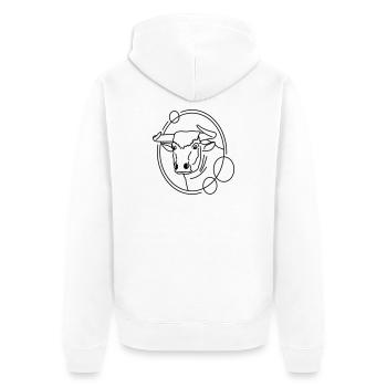 Taureau en forme géométrique - Conception d’art au trait - Veste à capuche bio Premium Unisexe - blanc - Dos - Thijin (182cm)