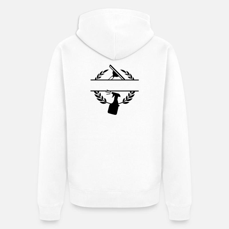 Sauberer Fensterwascher Logo Lorbeerkranz - Unisex Premium Bio Zip Hoodie - Weiß
