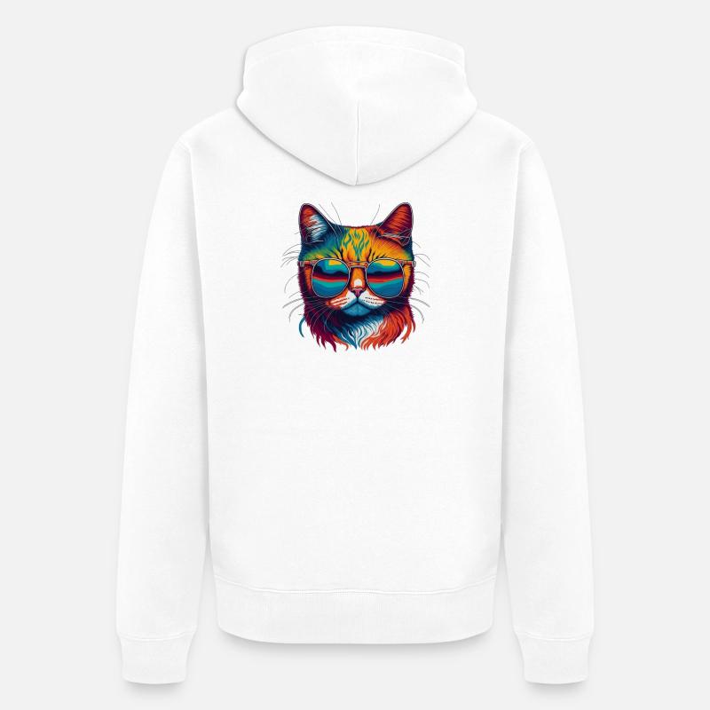 Chat cool - Veste à capuche bio Premium Unisexe - blanc