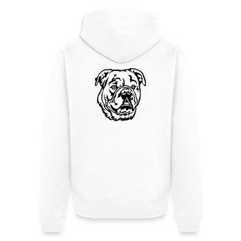 Continental Bulldog Head - Unisex Premium Organic Zip Hoodie - white - Back - Thijin (182cm)
