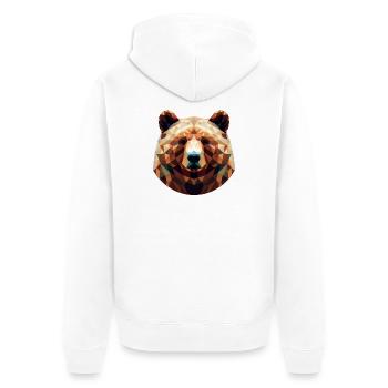 Polygon-Braunbär bär braunbär im polygon geometri - Unisex Premium Bio Zip Hoodie - Weiß - Hinten - Thijin (182cm)