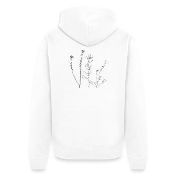 Floral Line Art - Unisex Premium Organic Zip Hoodie - white - Back - Thijin (182cm)