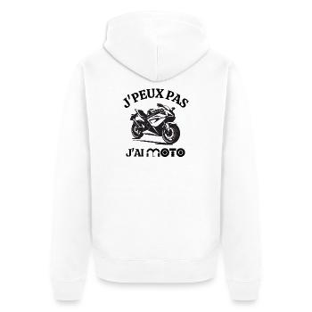 moto, faire de la moto, motard - Veste à capuche bio Premium Unisexe - blanc - Dos - Thijin (182cm)